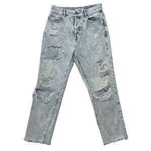 PacSun High-Rise Straight Leg Distressed Jeans - Size 26, Light Wash, Button Fly